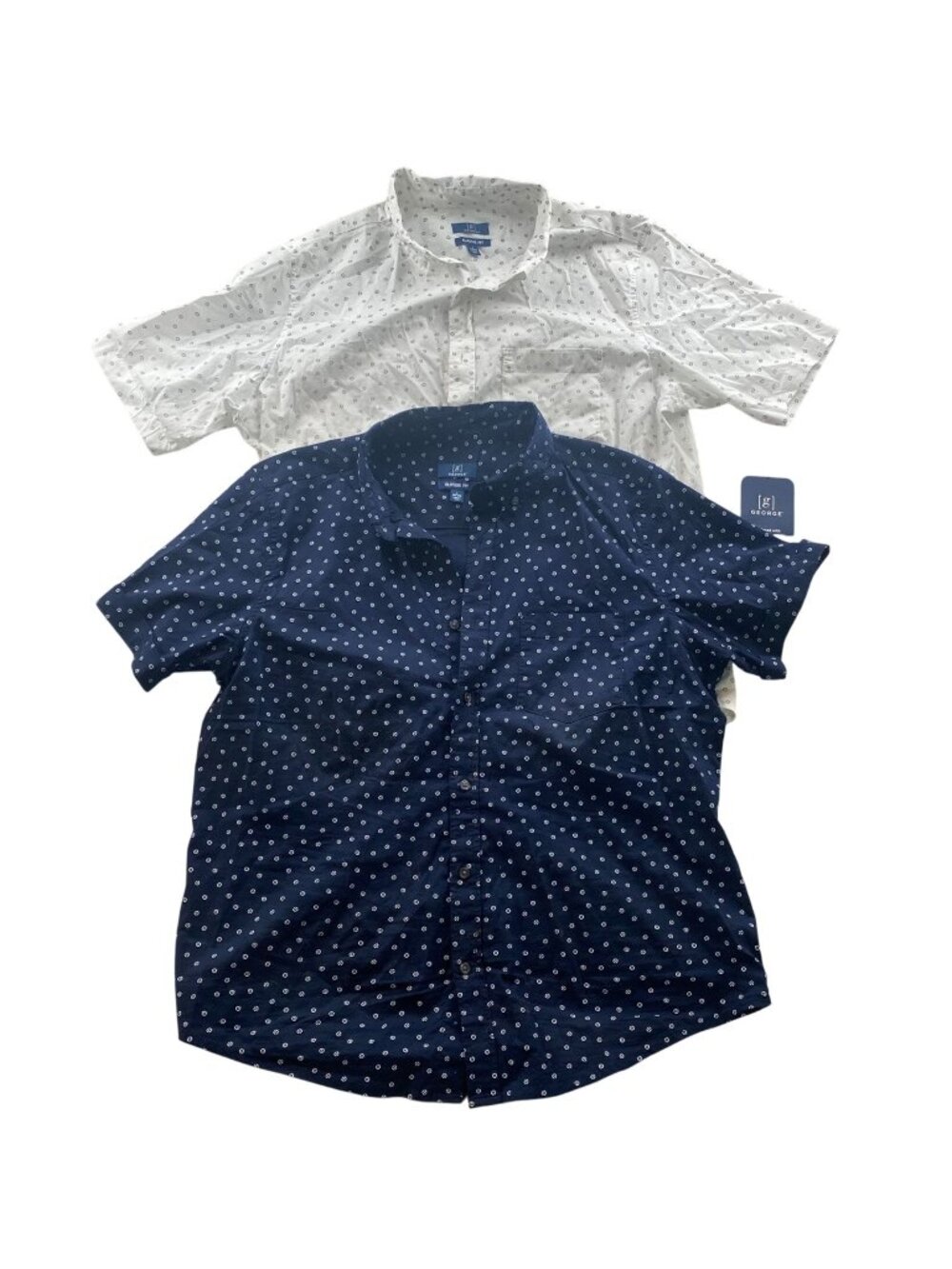 NWT George Mens Shirt Large Lot Of Two Short Sleeve Classic Button Up Casual